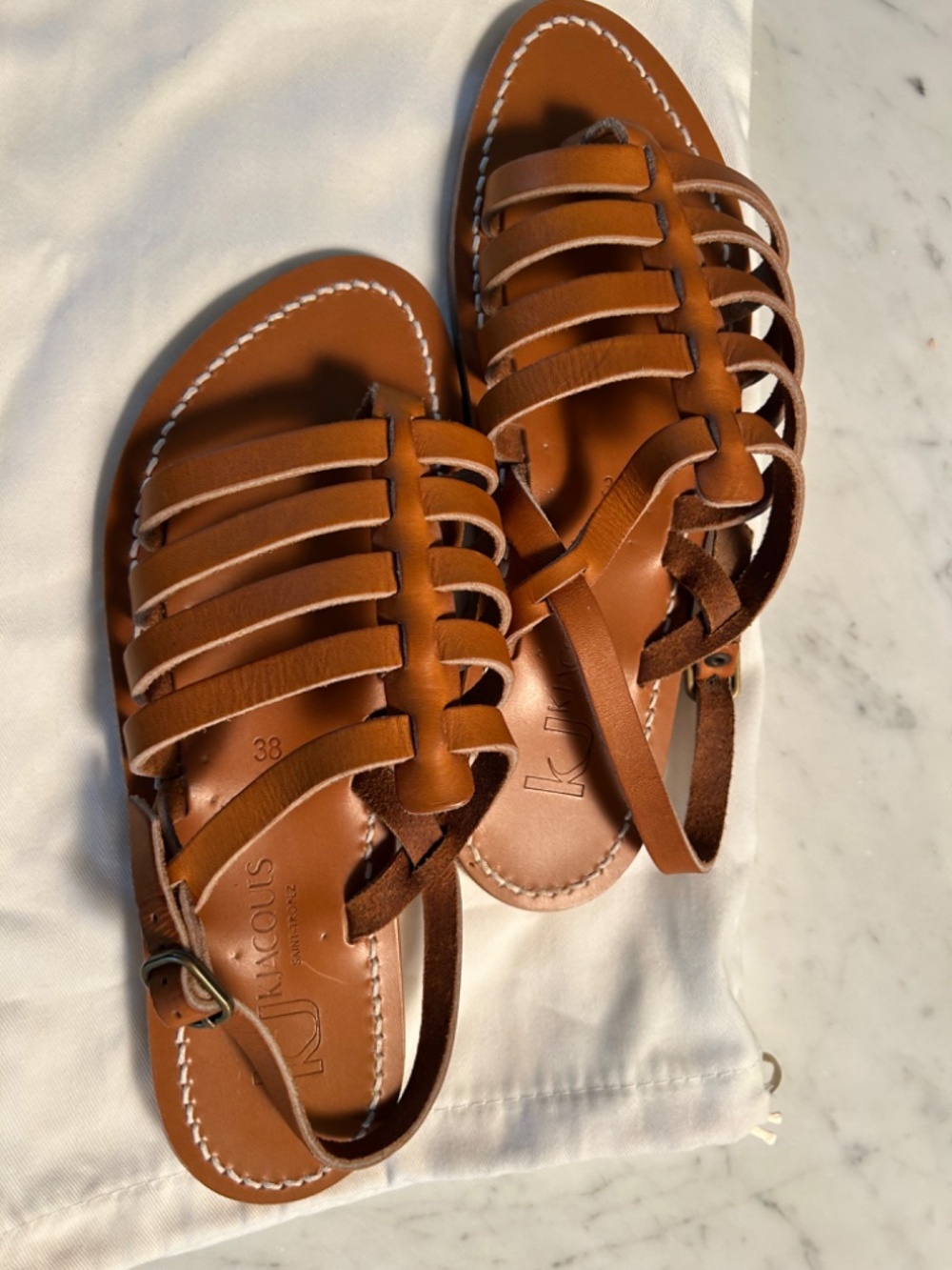 K. Jacques Homere F Miel Leather Sandals 38 - Picture 5 of 5